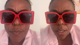 Cacau Protásio de óculos de sol após ter cegueira temporária