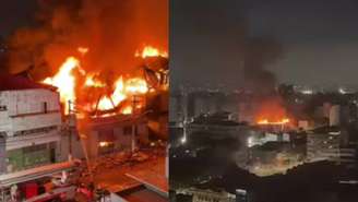 Vídeos mostram incêndio em fábrica de mesas de sinuca no Brás, em São Paulo
