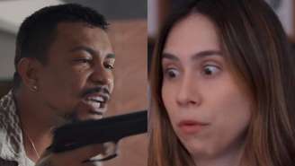 Xamã (Bagdá) e Lucélia (Daphne Bozaski) de Três Graças (Reprodução/TV Globo)