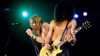Axl Rose e Slash durante show do Guns N' Roses no Rock in Rio 1991