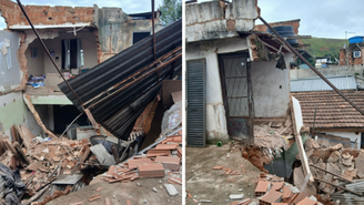Casa desaba com 15 moradores em Minas Gerais