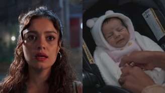 Gerluce (Sophie Charlotte) e o bebê de Joélly (Alana Cabral) em Três Graças (Reprodução/TV Globo)