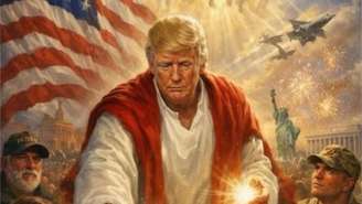 Trump compartilhou imagem feita com inteligência artificial em que aparece com vestes que lembram Jesus Cristo, abençoando um homem
