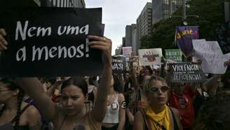 Marcha denuncia aumento das violências contra as mulheres. São Paulo, 7 de dezembro de 2025.