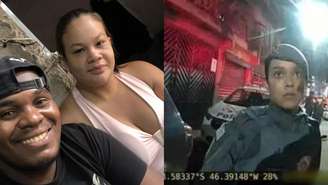 Thawanna da Silva Salmázio, de 31 anos, foi morta por um tiro no tórax disparado pela policial militar Yasmin Cursino Ferreira. Na foto, a vítima está ao lado do marido Luciano Gonçalves dos Santos