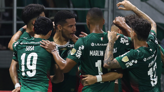 O jogador Murilo, da SE Palmeiras, comemora seu gol contra a equipe do C Sporting Cristal, durante partida válida pela fase de grupos, da Conmebol Libertadores, na arena Allianz Parque. 