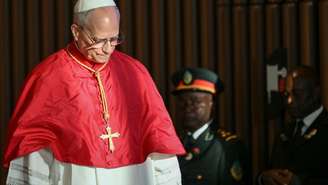 Papa Leão XIV antes de encontro com autoridades em Luanda, em 18 de abril de 2026.