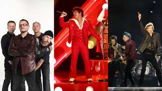 U2, Bruno Mars e Rolling Stones são os nomes cotados para megashow na Avenida Paulista (Fotos: Andy Willsher/Redferns, Frazer Harrison/Getty Images e Kevin Mazur/Getty Images)