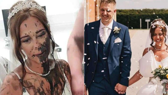 Noiva é 'atacada' com tinta preta momentos antes de ir ao altar