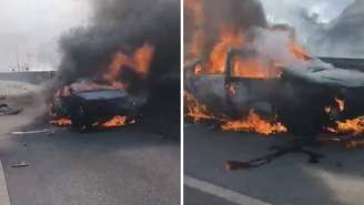 Carreta com combustível explode na Dutra, interdita rodovia e deixa mortos