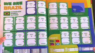 Página da Seleção Brasileira no álbum da Copa do Mundo