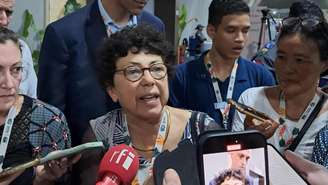 A ministra francesa da Transição Ecológica, Monique Barbut, que recebe nesta quinta-feira, 23 de abril de 2026, ministros e representantes do Meio Ambiente do G7, em Paris (imagem de arquivo durante COP 30, em Belém).