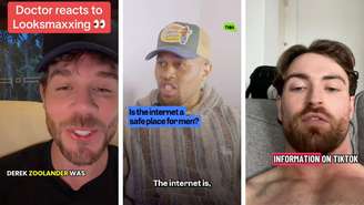 Da esq. para dir.: Michael Mrozinski, Ben Hurst e James Brash abordam de forma crítica tendências populares de masculinidade nas redes sociais