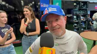 Rubens Barrichello conversa com a imprensa após pódio em Interlagos