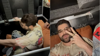 Alok entra em caixa de equipamentos para ser levado ao palco em show em Teresina