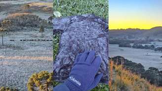 Com temperaturas próximas de -4°C, o Vale do Caminhos da Neve amanheceu coberto por gelo