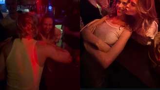 Juliano Floss, Ana Paula Renault e Marina Sena juntos em balada