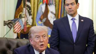 Presidente Donald Trump e o Secretário de estado Marco Rubio