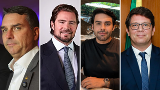 Flávio Bolsonaro, Daniel Vorcaro, Thiago Miranda e Mario Frias