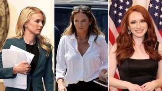 Da esquerda para a direita, Natalie Harp, Margo Martin e Anna Kelly: assessoras de Trump