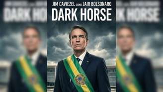 Na imagem, o cartaz de "Dark Horse", filme que narra a vida de Jair Bolsonaro