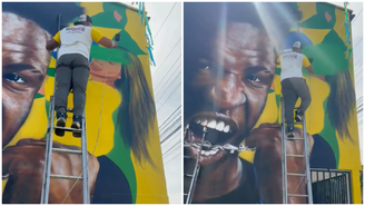 Virginia é apagada de mural em rua decorada para a Copa após término com Vini Jr.