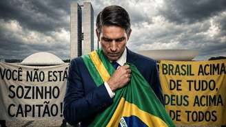 O ator Jim Caviezel em imagem do filme Dark Horse, sobre o ex-presidente Jair Bolsonaro