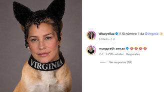Montagem mostra Luana Piovani usando coleira com nome de Virginia Fonseca; mãe da influenciadora reagiu à publicação
