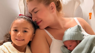Liz, Lore Improta e Levi, horas após a influenciadora dar à luz