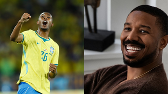 Michael B. Jordan reage a gol e Rayan em jogo contra o Panamá