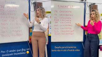 'On coud', 'Je chuchote': Professora de francês faz sucesso ao conjugar verbos que despertam lado '5ª série' de brasileiros