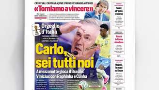 Itália fora da Copa do Mundo faz jornal italiano torcer pelo Brasil: ‘Carlo, você representa todos nós’