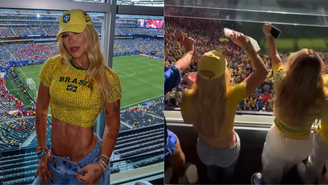 Virginia Fonseca comemora gol de Vini Jr.