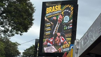 Imagem gerada por inteligência artificial de Bolsonaro agredindo Gustavo Gómez