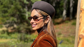 Patrícia Poeta de boina 