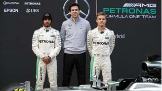 Lewis Hamilton, Toto Wolff e Nico Rosberg em 2016