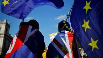 Manifestação contra o Brexit em frente ao Parlamento, em Londres, em 22 de outubro de 2019.