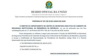 GSI designa major ‘Fulano de tal’ e tenente ‘Cicrano de tal’ para segurança presidencial
