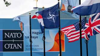 Imagem de arquivo mostra preparações para cúpula da Otan em Haia, na Holanda, em 23 de junho de 2025.