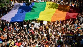 Imagem de arquivo da Marcha do Orgulho LGBTQIA+ em Paris, em 24 de junho de 2023.