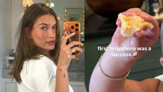 Hailey Bieber compartilha momento em que o filho Jack prova brigadeiro e beijinho pela primeira vez e reforça sua conexão com o Brasil