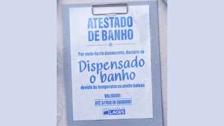 Atestado de banho? cidade de SC ‘libera’ moradores do chuveiro devido ao forte frio