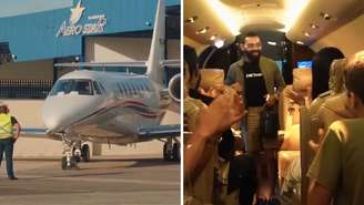 Pablo recebeu surpresa da família para inaugurar avião particular