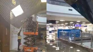 Parte do teto do segundo andar do Aeroporto Salgado Filho desabou na manhã desta quinta-feira, 2
