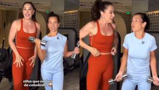 Fernanda Souza treina com Claudia Raia —