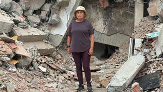 María Lourdes Pérez em uma das regiões mais devastadas pelos terremotos de 24 de junho na Venezuela