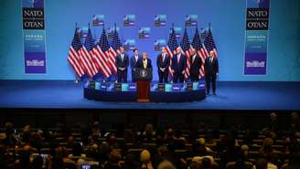O presidente dos EUA, Donald Trump, durante coletiva ao final de sua participação na cúpula de líderes da Otan em Ancara, na Turquia, em 8 de julho de 2026.