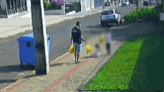 Câmera de segurança flagra pai chutando filha de três anos, no Paraná 