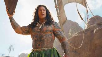 O ator Dwayne Johnson (conhecido como The Rock) volta ao papel do semideus Maui