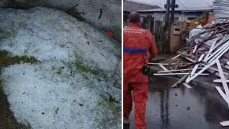 Um temporal, com fortes ventos, acompanhado de granizo, atingiu algumas cidades do Sul do Brasil nesta madrugada (11)